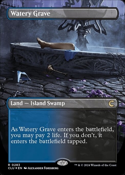 CLU)Watery Grave(ボーダーレス)(F)/湿った墓 | (FOIL)神話レア・レア 