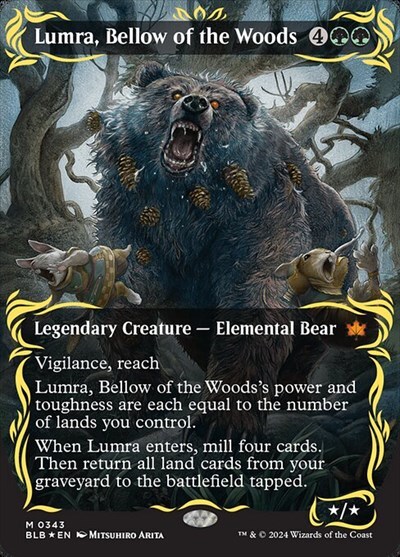 mtg　【レイズド・Foil】(343)■ボーダーレス■《森の轟き、ルムラ BLB)Lumra Bellow of the Woods(0343)(レイズド)(ボーダーレス)(アニメ
